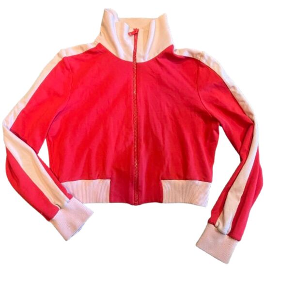 Alice + Olivia Women's Red Air Jackson Cropped Track Jacket Size S - Picture 2 of 6